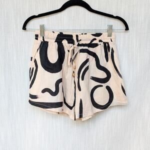 Seven Wonders Sand/Black York Cotton High Waist Mini Shorts, size S